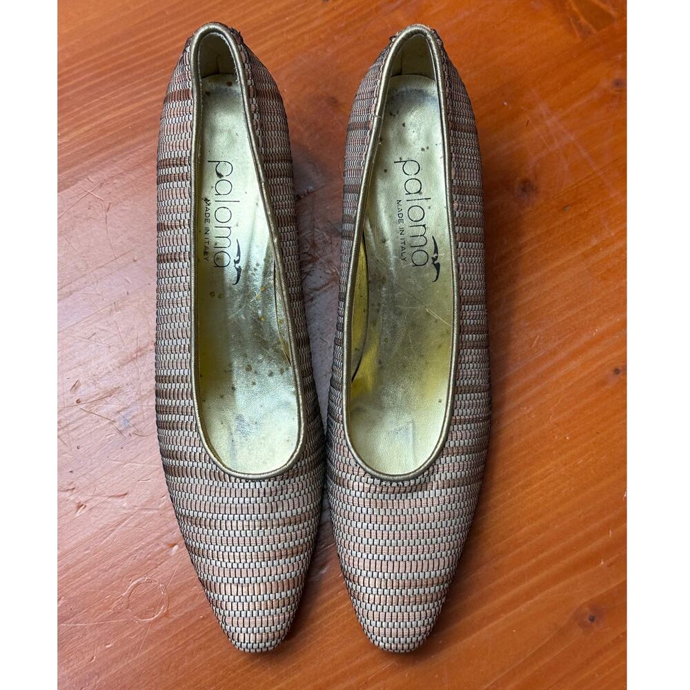 Vintage Paloma-Made in Italy Woven Fabric Leather Lined and Leather Sole - 7AA